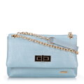 Dámska zapletená crossbody kabelka na retiazke, modrá 100-4Y-414-N