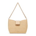 Dámska zapletená crossbody kabelka béžovo - zlatá 100-4Y-415-99