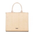 Dámska zapletená shopper kabelka slamená béžová 100-4Y-431-9