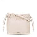 Dámska crossbody kabelka s ozdobnými zaväzovaniami, krémová 100-4Y-435-9