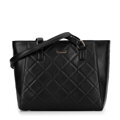 Prešívaná shopper kabelka z eko kože, čierna 29-4Y-608-1