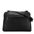 Dámska dvojpriehradková crossbody z ekokoža, čierna a grafitová 99-4Y-610-1C