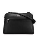 Dámska dvojpriehradková crossbody z ekokoža, čierna a strieborná 99-4Y-610-1S