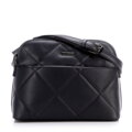 Damska crossbody z przeszyciami ekoskóra czarno - grafitowa 99-4Y-611-1C