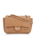 Crossbody z ekoskóry w geometryczne przeszycia beżowa 99-4Y-627-9