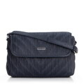Damska crossbody w pionowe przeszycia z ekoskóry granatowa 99-4Y-635-7