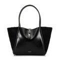 Dámska shopper kabelka s kožušinovou výplňou čierna 99-4Y-221-1