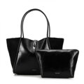 Dámska shopper kabelka s kožušinovou výplňou čierna 99-4Y-221-1