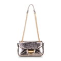 Mini crossbody kabelka z lesklej ekokože sivá 100-4Y-216-8