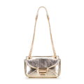 Mini crossbody kabelka z lesklej ekokoža zlatá 100-4Y-216-G
