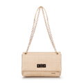 Dámska zapletená crossbody kabelka na retiazke, béžová 100-4Y-414-9