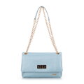 Dámska zapletená crossbody kabelka na retiazke, modrá 100-4Y-414-N