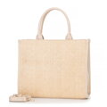 Dámska zapletená shopper kabelka slamená béžová 100-4Y-431-9