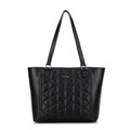 Shopperka z ekoskóry w geometryczny wzór czarna 99-4Y-606-1