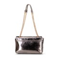 Dámska crossbody z lesklej ekokože sivá 100-4Y-217-8