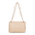 Dámska zapletená crossbody kabelka na retiazke, béžová 100-4Y-414-9
