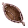 Damska crossbody ze skóry ekologicznej z łańcuszkiem różowa 99-4Y-633-F