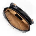 Mini crossbody kabelka z lesklej ekokože čierna 100-4Y-216-1