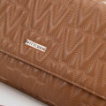 Damska torebka crossbody z przeszyciami brązowa 99-4Y-623-4