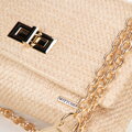 Dámska zapletená crossbody kabelka na retiazke, béžová 100-4Y-414-9