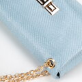 Dámska zapletená crossbody kabelka na retiazke, modrá 100-4Y-414-N