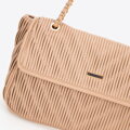 Crossbody z ekoskóry na łańcuszku beżowa 99-4Y-634-9