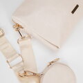Sada crossbody kabeliek z ekokože, krémová 100-4Y-420-0