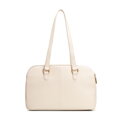Trójkomorowa damska shopperka ze skóry naturalnej kremowa 102-4E-622-0