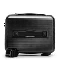 Średnia walizka i kosmetyczka z polikarbonu w pionowe tłoczenia czarne 56-3P-902-11K