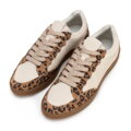Zamszowe sneakersy ze wstawkami z ekoskóry brązowe 100-D-350-4