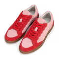 Zamszowe sneakersy ze wstawkami z ekoskóry różowo - czerwone 100-D-350-P