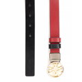 Zestaw damski: pasek skórzany z wymiennymi klamrami czarno - czerwony 98-8-S03-1