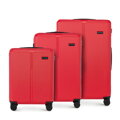 Zestaw walizek z ABS-u w drobne paski czerwony 56-3A-60S-30
