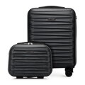 Zestaw walizki kabinowej i kosmetyczki z ABS-u czarny 56-3A-00Z-11