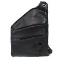 Čierny kožený pánsky zipsový crossbag 216-1574-60