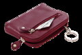 Väčšia burgundy kožená dvojzipsová kľúčenka 619-8104-34