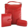 Červená sada dámskej kabelky, peňaženky a kľúčenky 412-3013-9769-2418-31