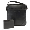 Súprava čierneho pánskeho crossbagu a peňaženky 412-1713-9160-60