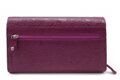 Fuchsiová dámska kožená klopnová peňaženka so vzorom 511-2235-36