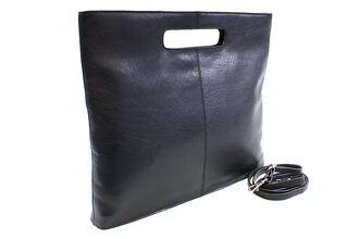 Černá kožená zipová kabelka 212-9123-60