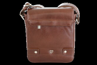 Malý hnědý pánský kožený crossbag s klopnou 215-1701-40