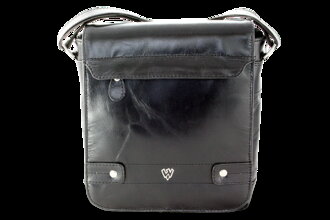 Malý černý pánský kožený crossbag s klopnou 215-1701-60 CRU