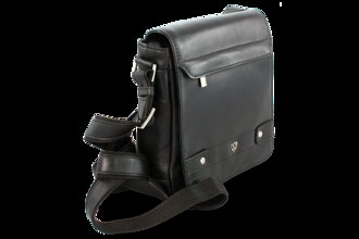 Malý černý pánský kožený crossbag s klopnou 215-1701-60