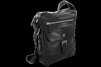 Černý pánský kožený zipový crossbag 215-1792-60