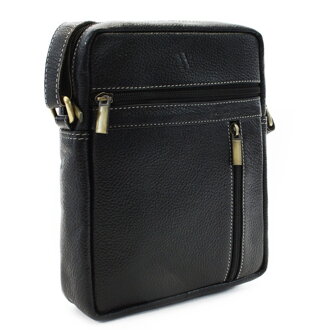 Čierny pánsky kožený zipsový crossbag 215-1218-60