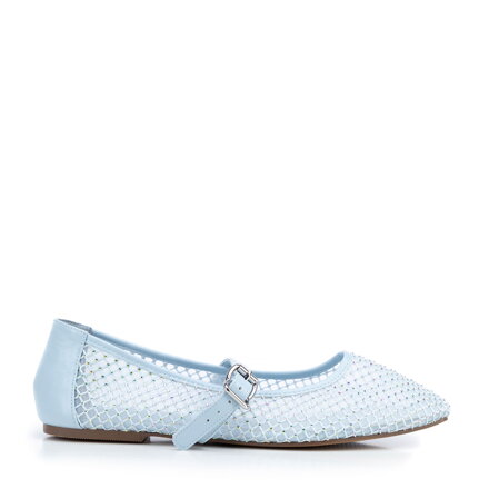 Damskie baleriny z błyszczącymi akcentami niebieskie 100-DP-606-N