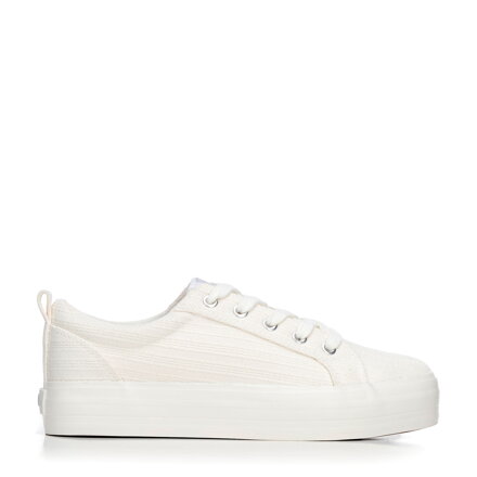 Damskie sneakersy na platformie kremowe 100-DP-801-0