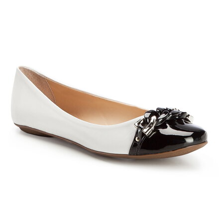 Damskie baleriny skórzane dwukolorowe z łańcuchem 86-D-756-0