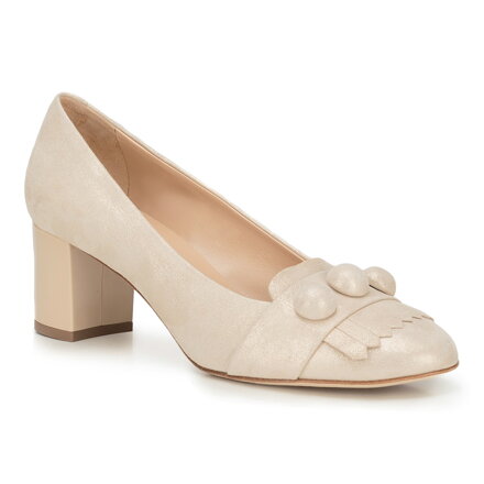 Czółenka z posrebrzanej skóry nubukowej 88-D-103-9