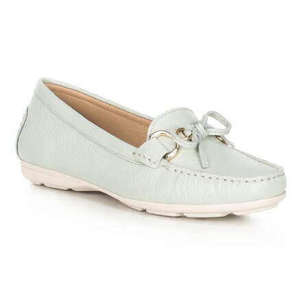 Damskie mokasyny skórzane z kokardką błękitno-zielone 90-D-700-Z